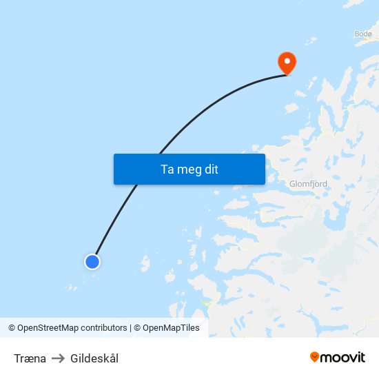 Træna to Gildeskål map
