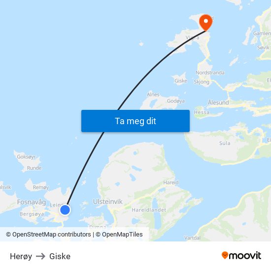 Herøy to Giske map