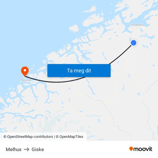 Melhus to Giske map