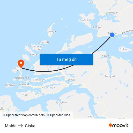 Molde to Giske map