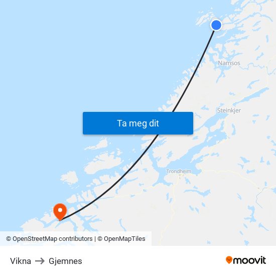 Vikna to Gjemnes map