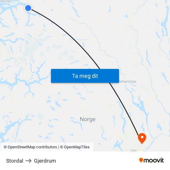 Stordal to Gjerdrum map