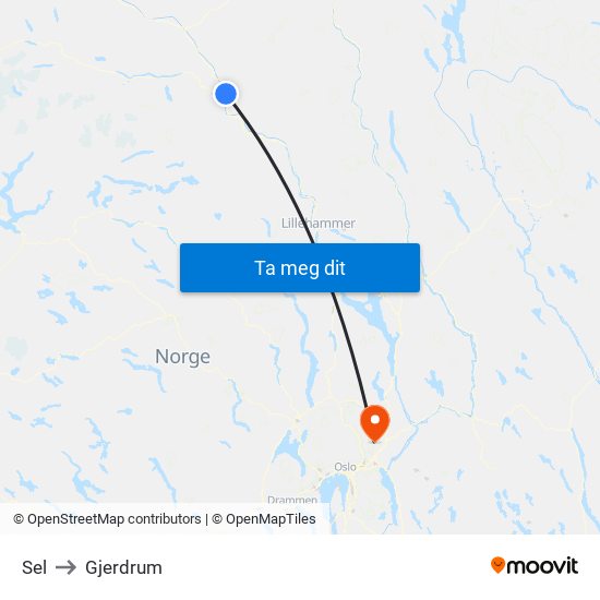 Sel to Gjerdrum map