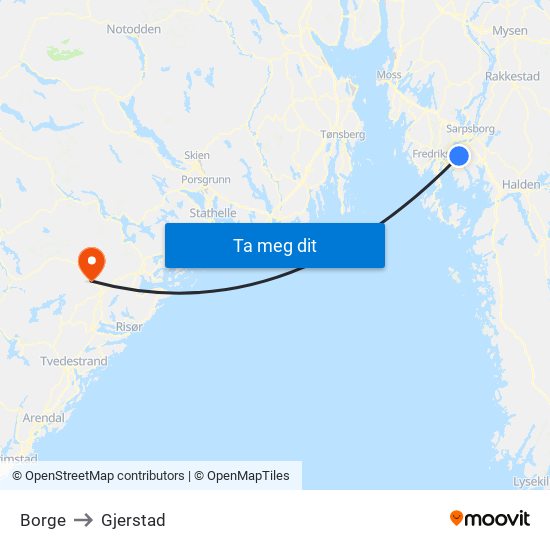 Borge to Gjerstad map