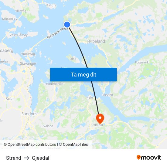 Strand to Gjesdal map