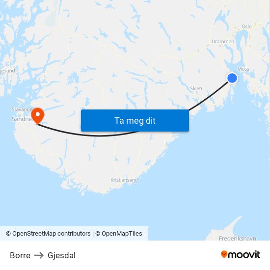 Borre to Gjesdal map