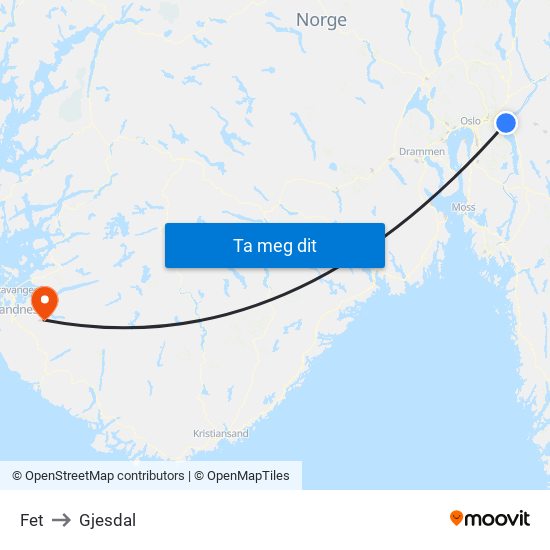 Fet to Gjesdal map