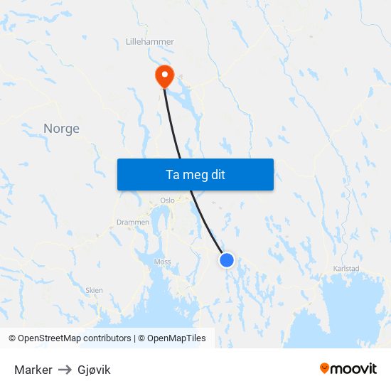 Marker to Gjøvik map