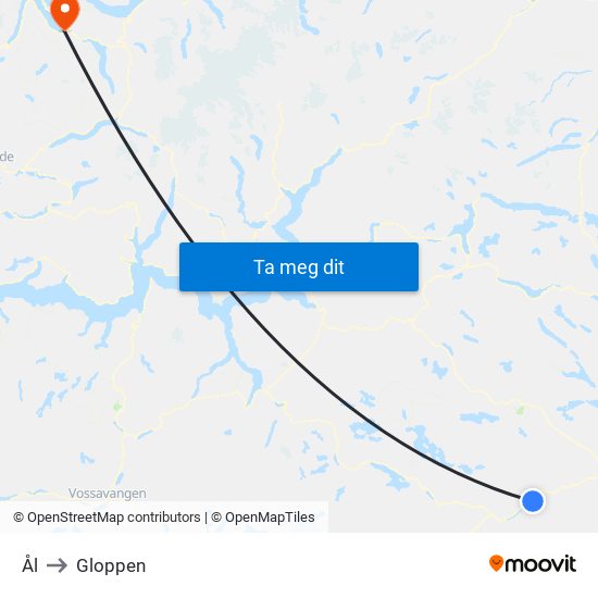 Ål to Gloppen map