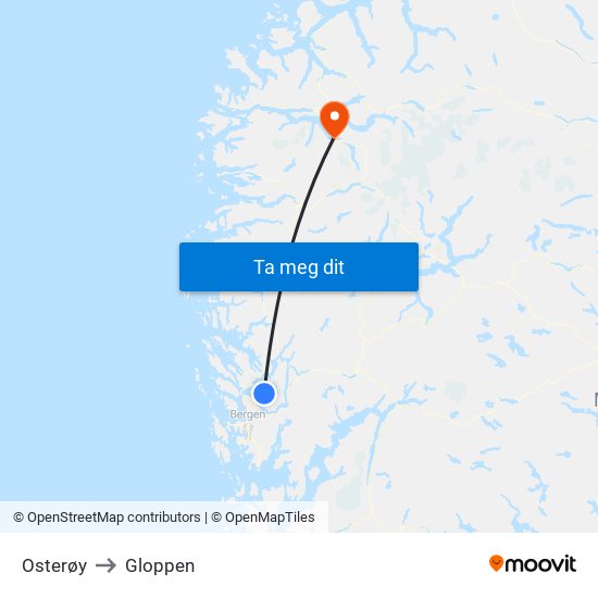 Osterøy to Gloppen map