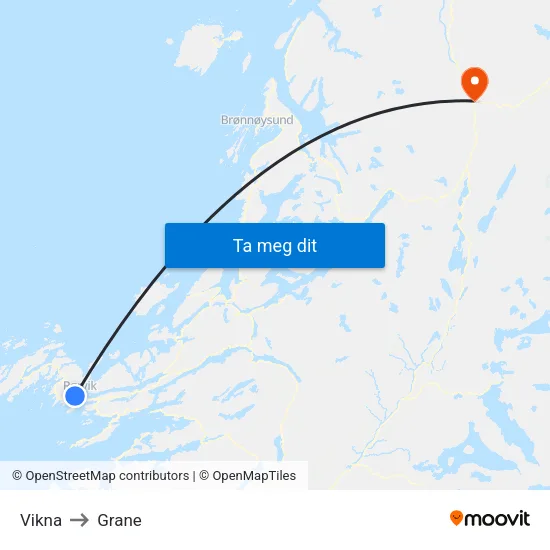 Vikna to Grane map