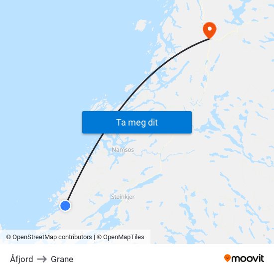 Åfjord to Grane map