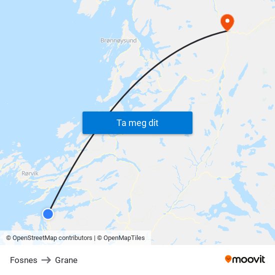 Fosnes to Grane map