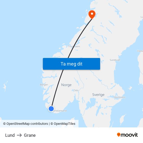 Lund to Grane map