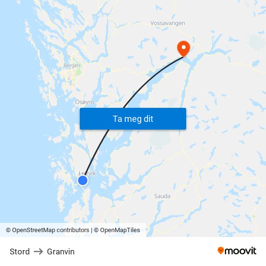 Stord to Granvin map