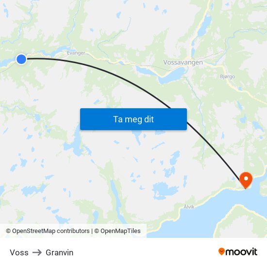 Voss to Granvin map