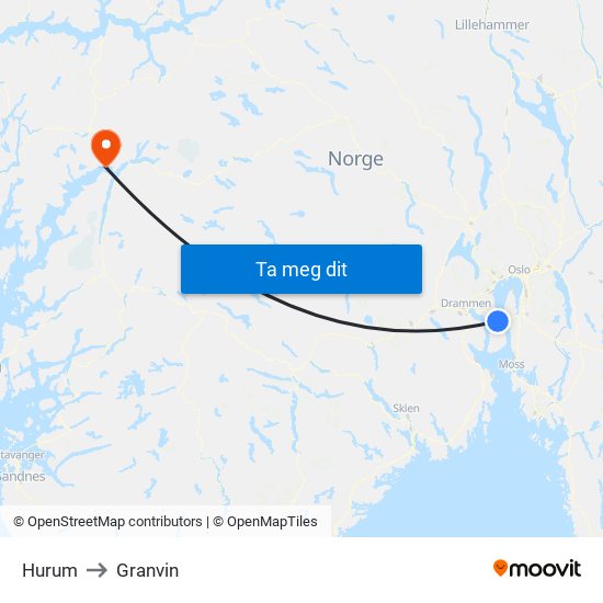 Hurum to Granvin map