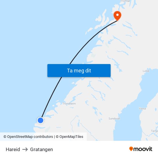 Hareid to Gratangen map