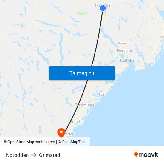Notodden to Notodden map