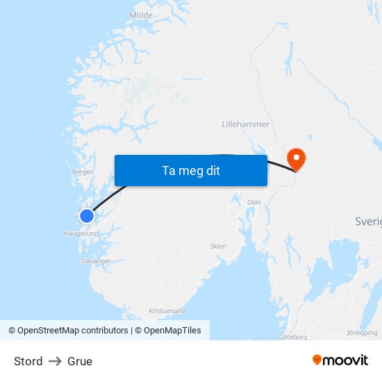 Stord to Grue map