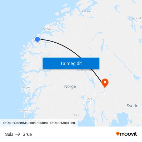 Sula to Grue map