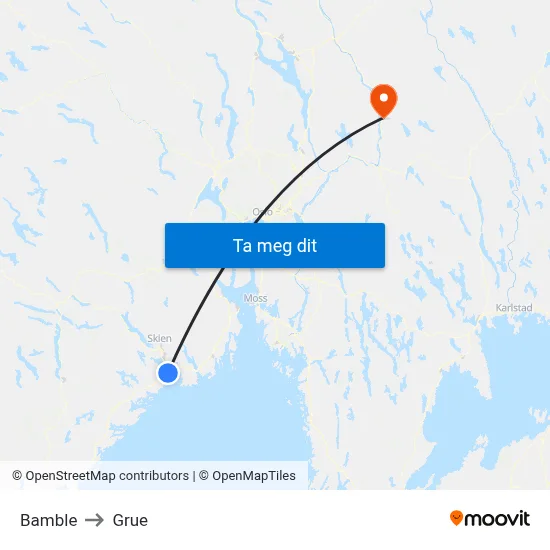 Bamble to Grue map