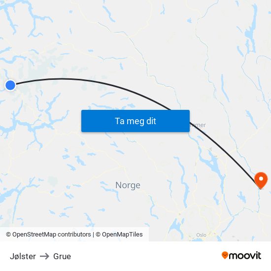 Jølster to Grue map