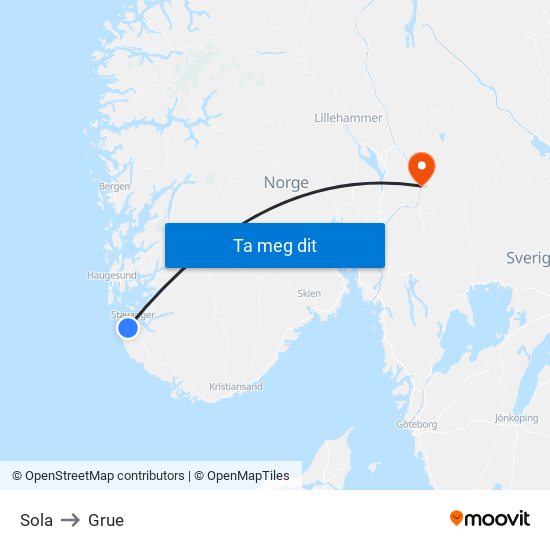 Sola to Grue map