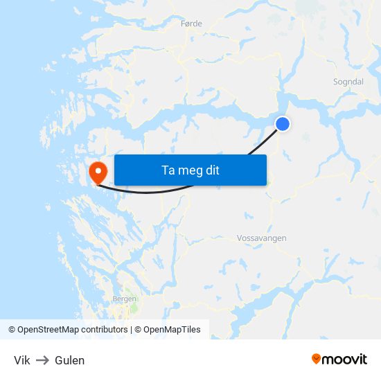 Vik to Gulen map