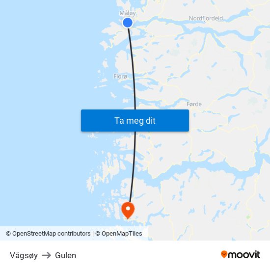 Vågsøy to Gulen map