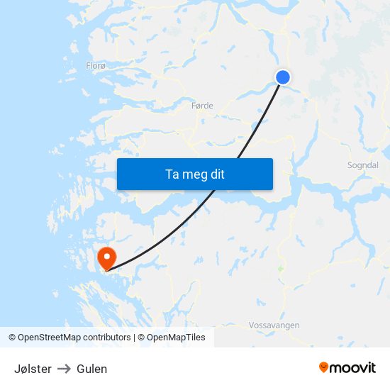 Jølster to Gulen map