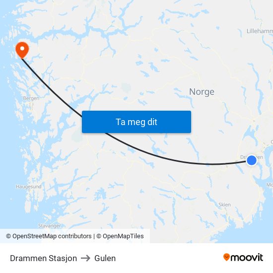 Drammen Stasjon to Gulen map