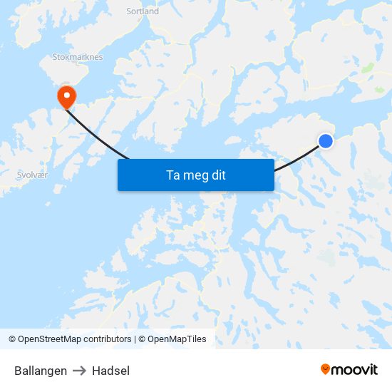 Ballangen to Hadsel map
