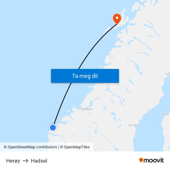 Herøy to Hadsel map