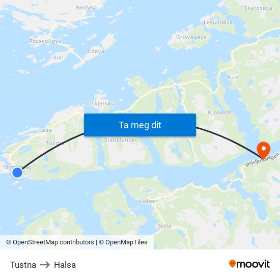 Tustna to Halsa map