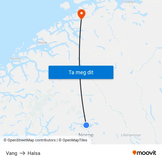 Vang to Halsa map