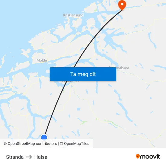 Stranda to Halsa map
