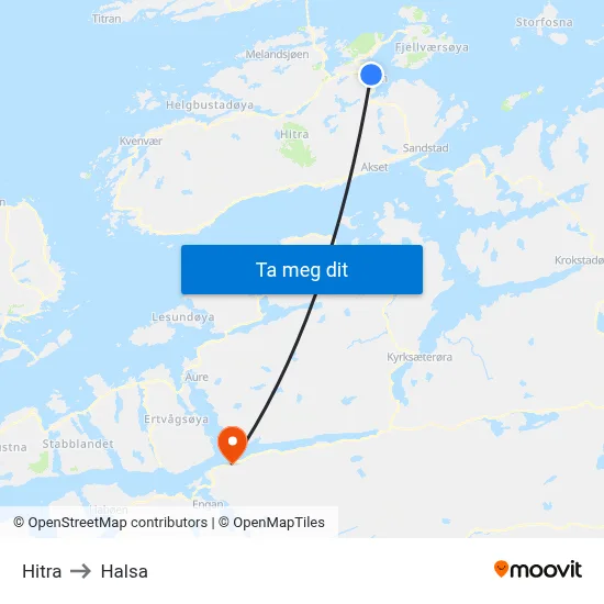 Hitra to Halsa map