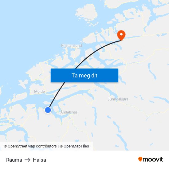 Rauma to Halsa map