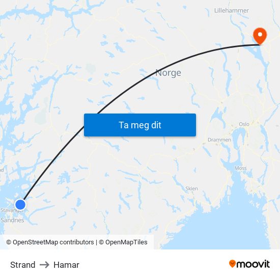 Strand to Hamar map