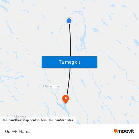 Os to Hamar map