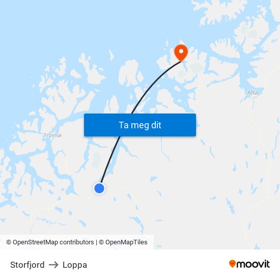 Storfjord to Loppa map