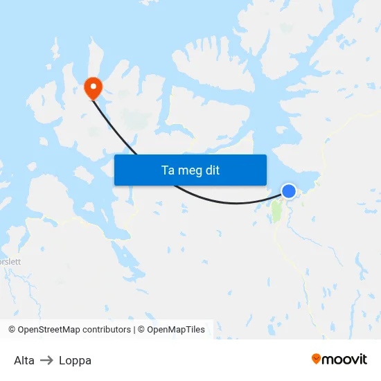 Alta to Loppa map
