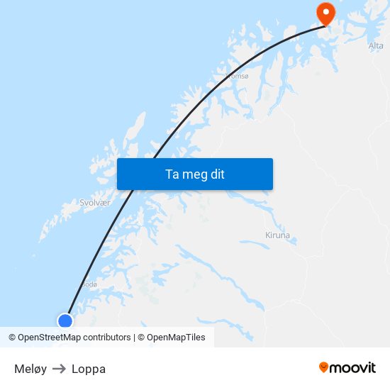 Meløy to Loppa map