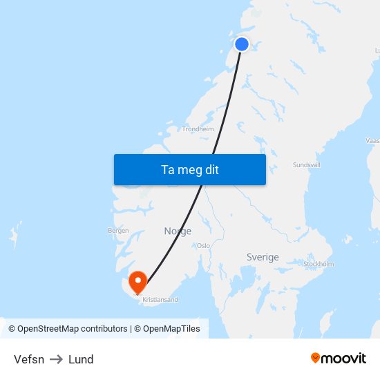 Vefsn to Lund map