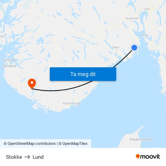 Stokke to Lund map