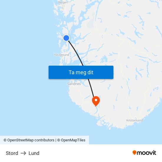 Stord to Lund map