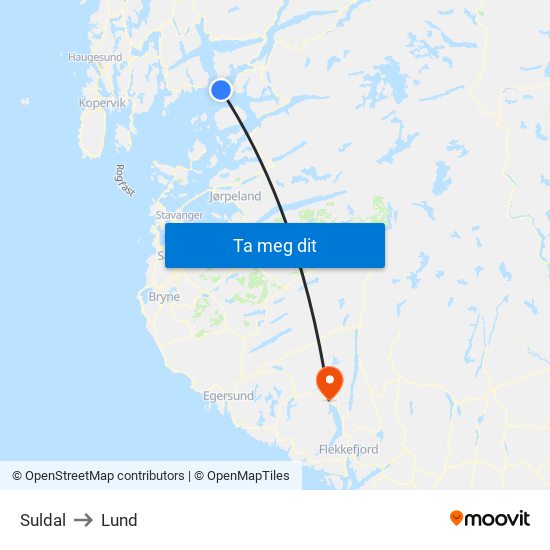 Suldal to Lund map