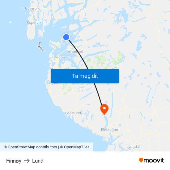 Finnøy to Lund map