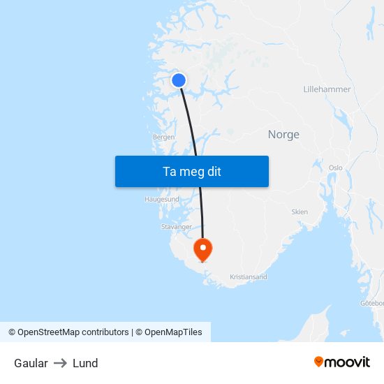 Gaular to Lund map